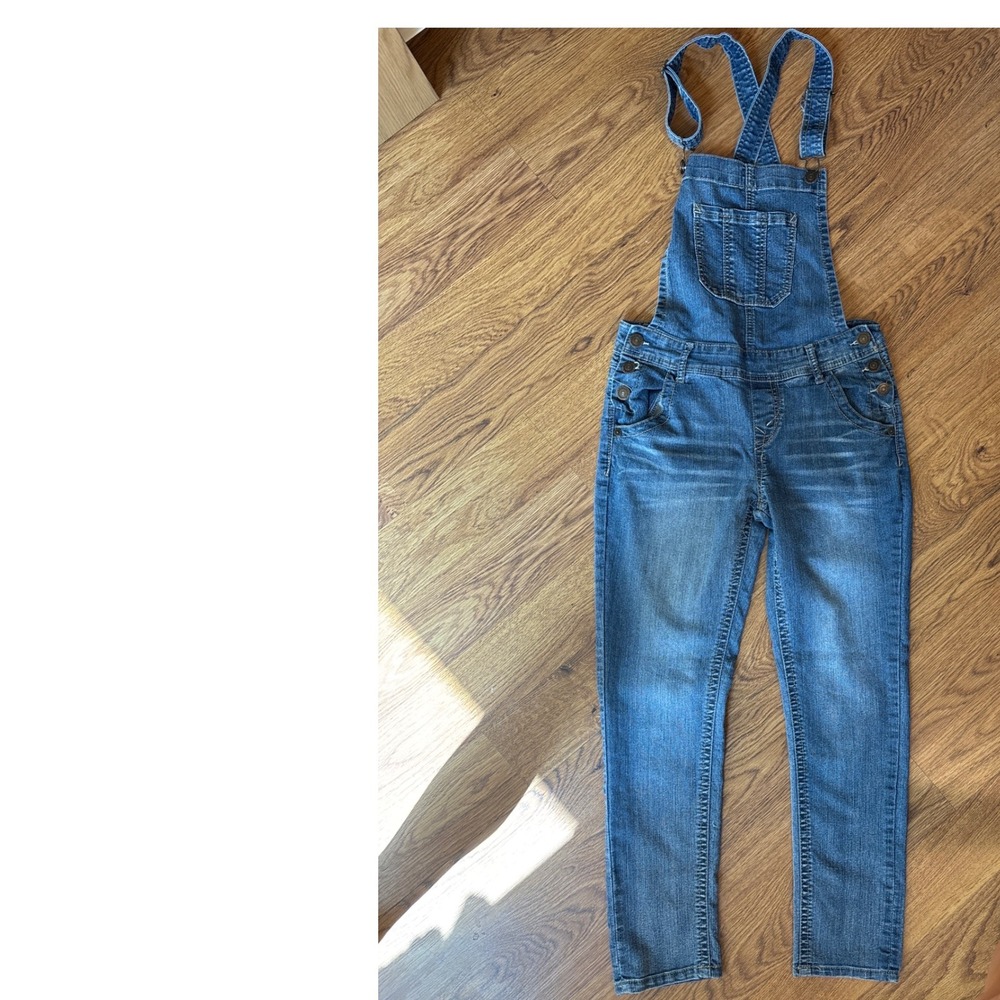 WallFlower Womens Denim Overalls Medium Wash Skinny Leg Stretch Size S